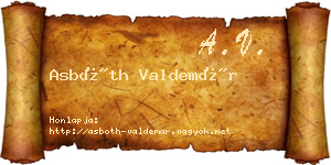 Asbóth Valdemár névjegykártya
